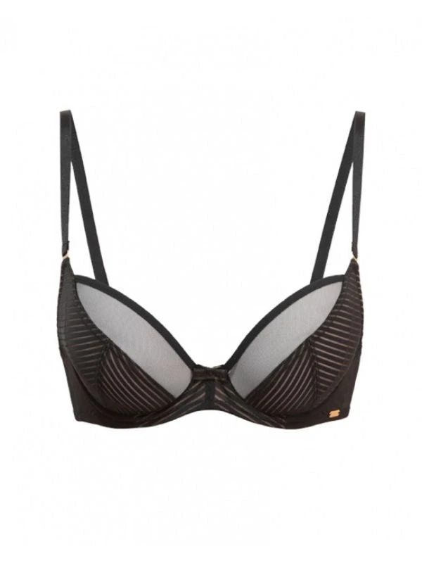 Gossard Sheer Stripe Plunge Bra - Black - Image 4