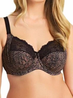 ELOMI Morgan Printed Full Cup Bra - Ebony