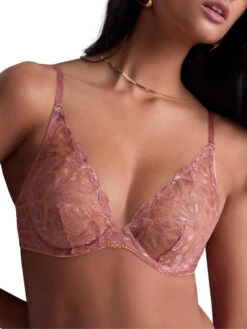 Aubade Crazy In Love Triangle Plunge Bra - Warm Pink