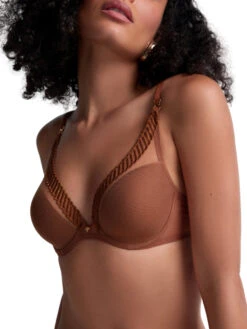 Aubade Sheer Emotion Triangle Plunge Bra - Honey