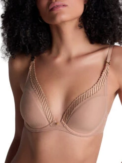 Aubade Sheer Emotion Triangle Plunge Bra - Sand