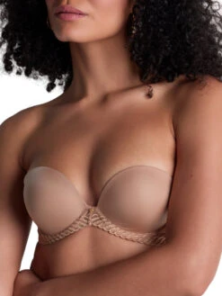 Aubade Sheer Emotion Moulded Strapless Bra - Sand