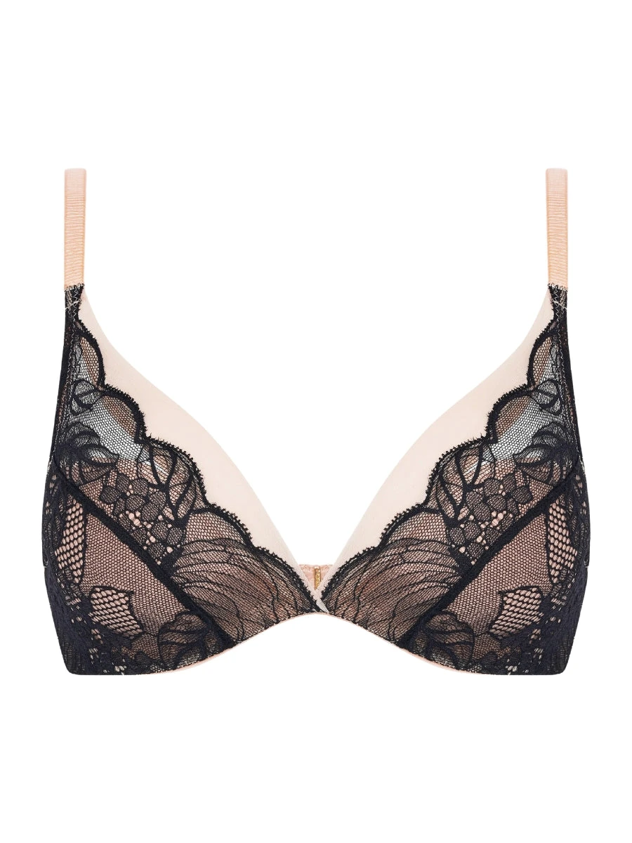 Chantelle Midnight Flowers Plunge T-Shirt Bra - Black - Image 2