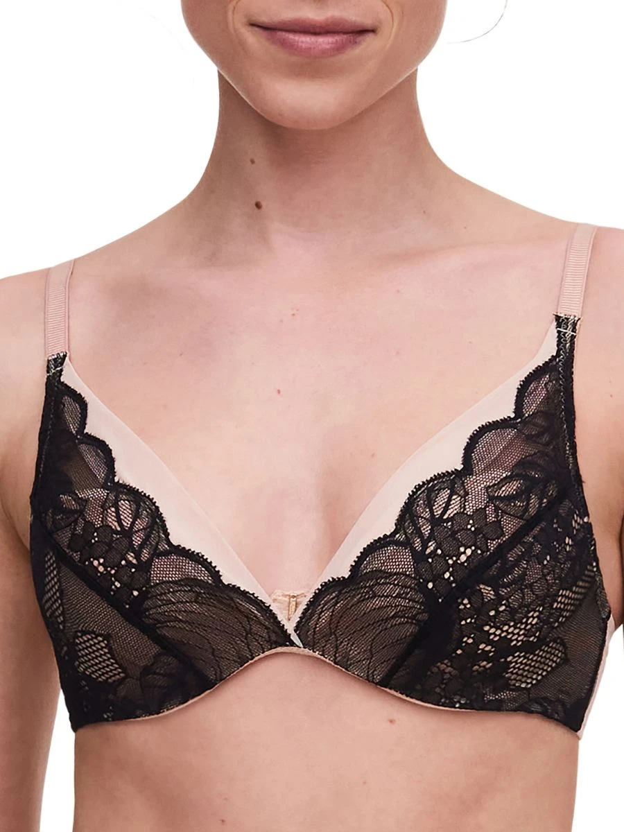 Chantelle Midnight Flowers Plunge T-Shirt Bra - Black