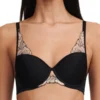 Chantelle Tattoo Love Half Cup Memory Foam T-Shirt Bra - Black/Golden Beige