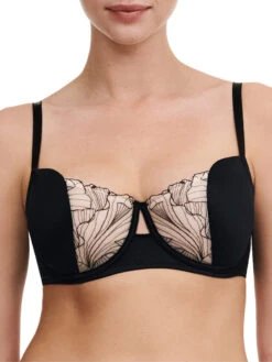 Chantelle Tattoo Love Half Cup Bra - Black/Golden Beige