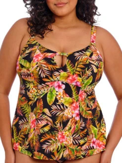 ELOMI Tiger Valley Tankini Top - Black