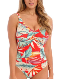 FANTASIE Bamboo Grove V-Neck Adjustable Leg Swimsuit - Hot Chilli