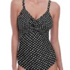 FANTASIE Santa Monica Twist Front Control Swimsuit - Black/White