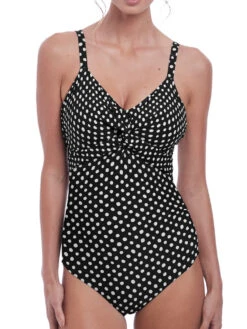 FANTASIE Santa Monica Twist Front Control Swimsuit - Black/White