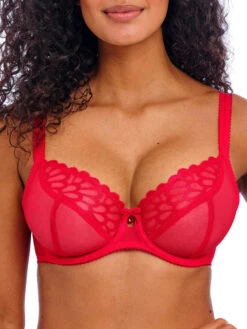 FREYA Loveland Sheer Plunge Bra - Bombshell Chilli Red