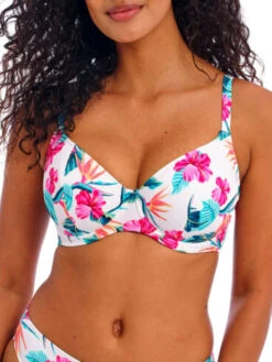 FREYA Palm Paradise Plunge Bikini Top - White
