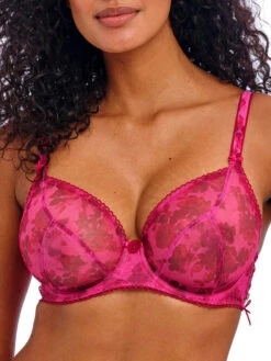 FREYA Rose Blossom Plunge Bra - Red Rose