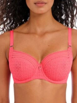 FREYA Viva Lace Side Support Bra - Sunkissed Coral