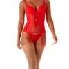 Gossard Fiesta Padded Plunge Basque - Fiesta Red