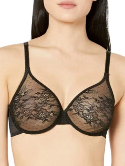 Gossard Glossies Lace Sheer Moulded Bra - Black