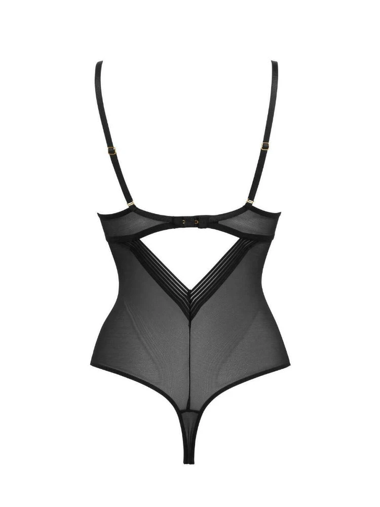 Gossard Sheer Stripe Body - Black - Image 5