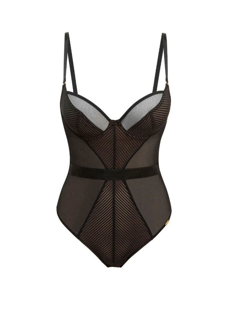 Gossard Sheer Stripe Body - Black - Image 4