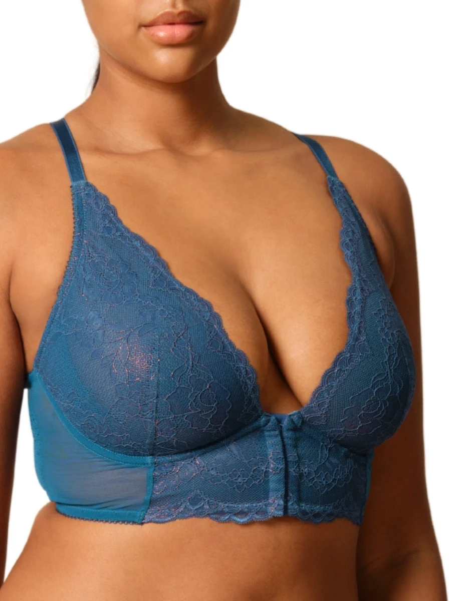 Gossard Superboost Lace Deep V Bralette - Deep Teal - Image 3