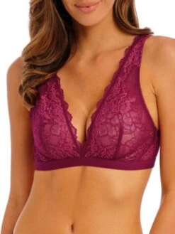 Wacoal Lace Perfection Non Wired Bralette - Red Plum