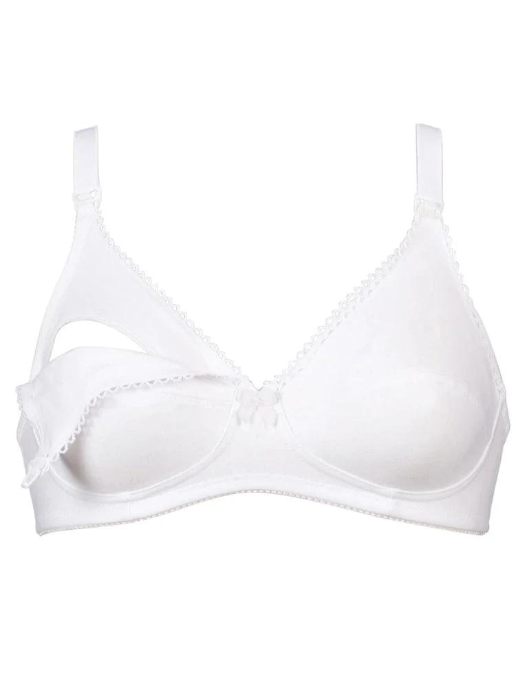 Naturana Drop Cup Cotton Nursing Bra - White - Image 3