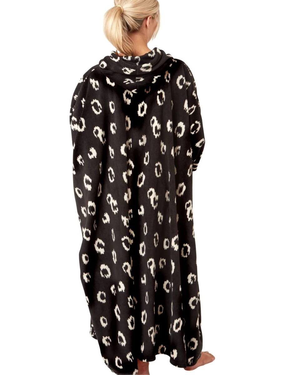 Bold Animal Print Fleece Poncho - Image 2
