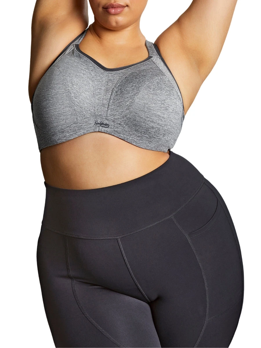 Activate Wired Racerback Sports Bra - Charcoal Marl - Image 3