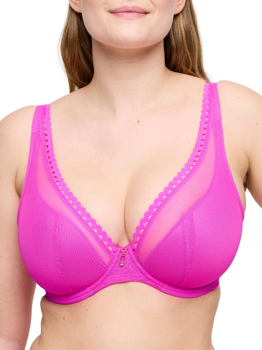 Vivgirl Half Padded Plunge Bra - Cactus Flower