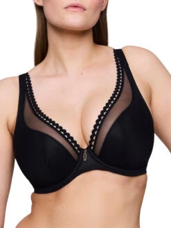 Vivgirl Half Padded Plunge Bra - Black