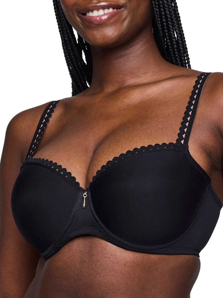 Vivgirl Padded Balcony Bra - Black - Image 3