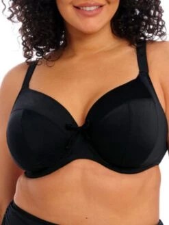 ELOMI Plain Sailing Plunge Bikini Top - Black