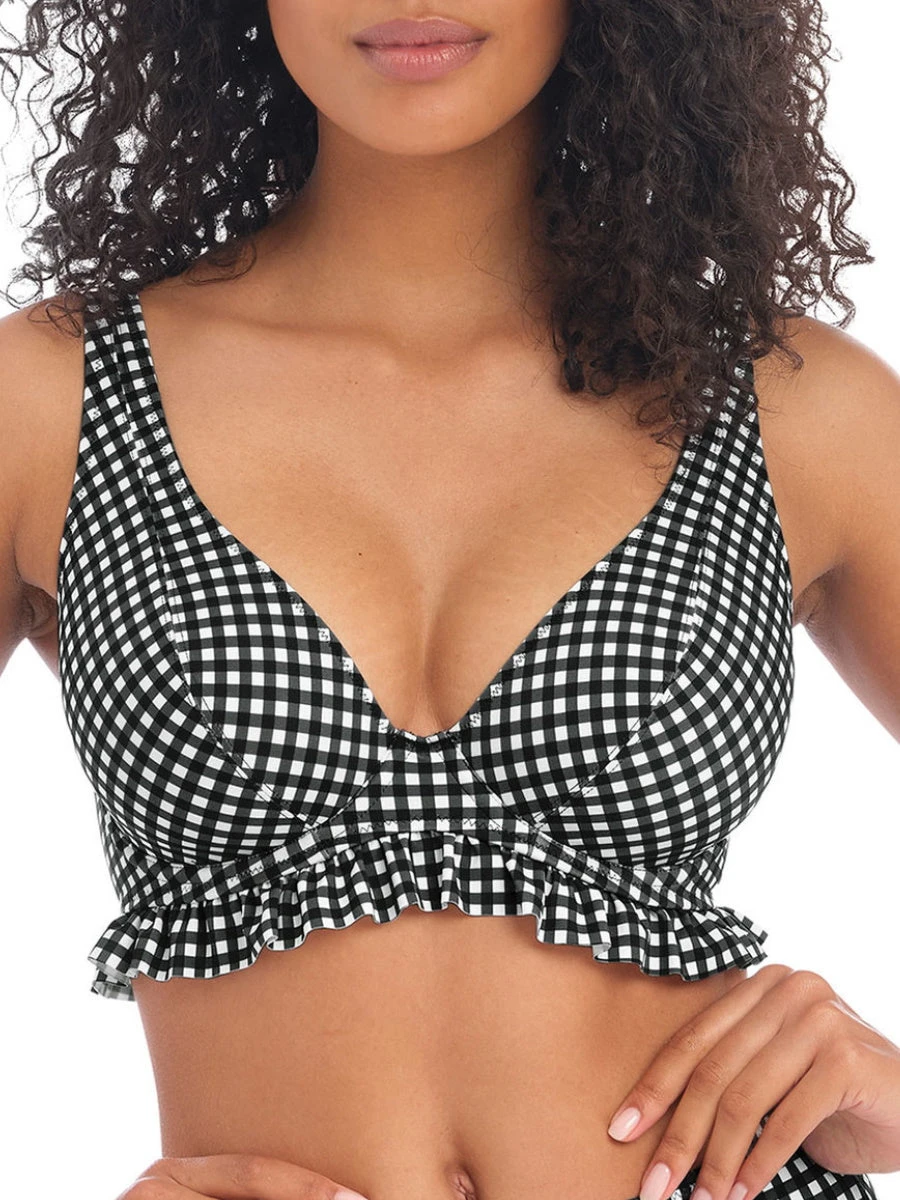 FREYA Check In High Apex Bikini Top - Monochrome