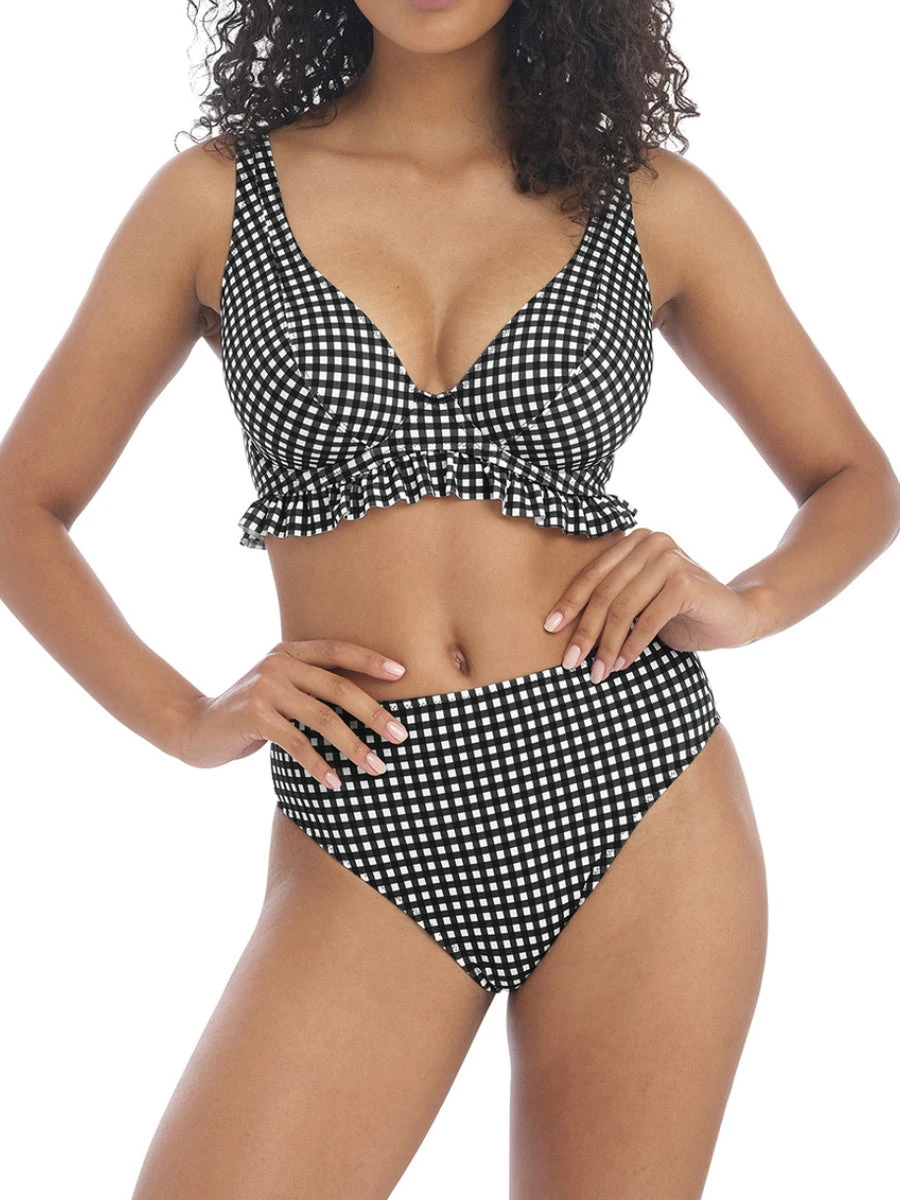 FREYA Check In High Apex Bikini Top - Monochrome - Image 5