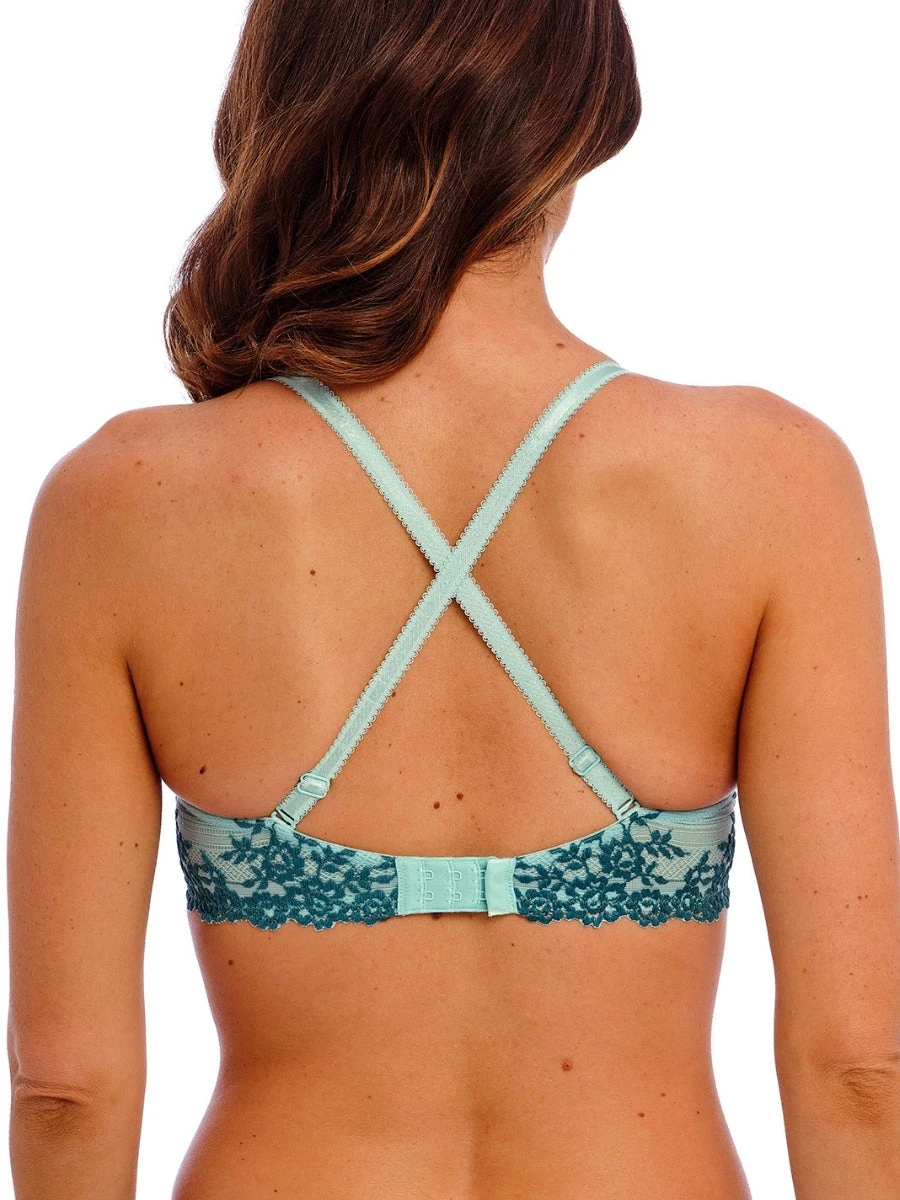 Wacoal Embrace Lace Plunge Underwire Bra - Eggshell Blue/Brittany Blue - Image 3