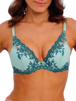 Wacoal Embrace Lace Plunge Underwire Bra - Eggshell Blue/Brittany Blue