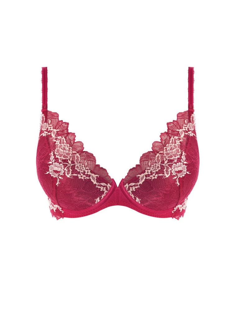 Wacoal Lace Perfection Plunge Push Up Bra - Cerise - Image 3