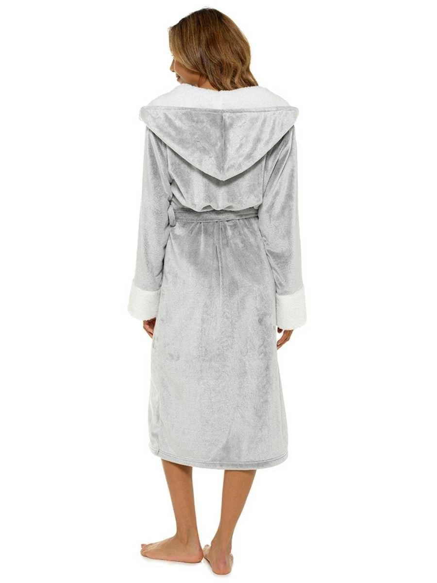 Sherpa Fleece Gown - Grey - Image 3