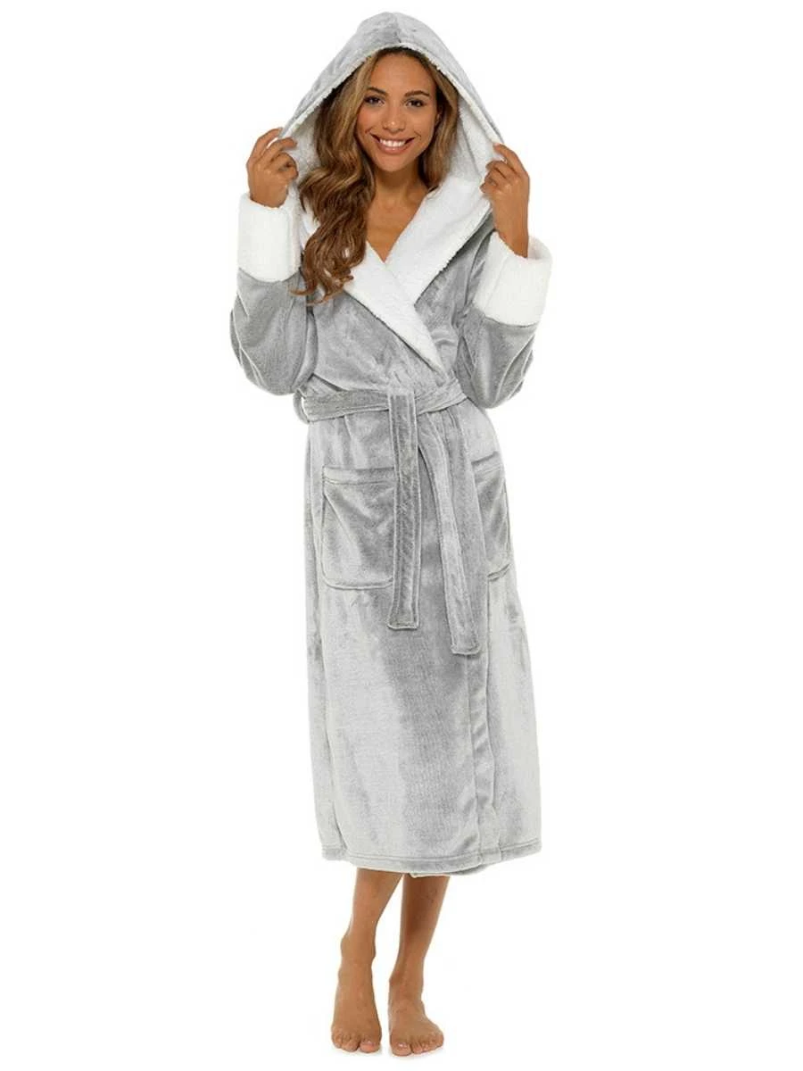 Sherpa Fleece Gown - Grey