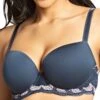 Panache Clara Moulded Sweetheart Bra - Navy/Pearl