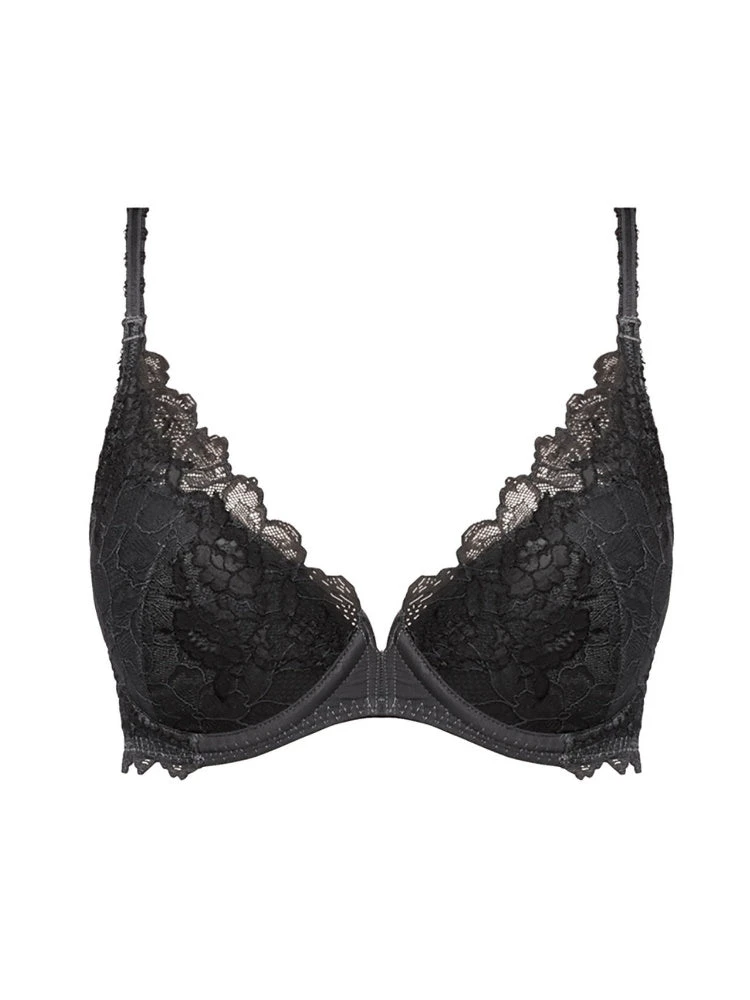 Wacoal Lace Perfection Plunge Push Up Bra - Charcoal - Image 3