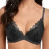 Wacoal Lace Perfection Plunge Push Up Bra - Charcoal